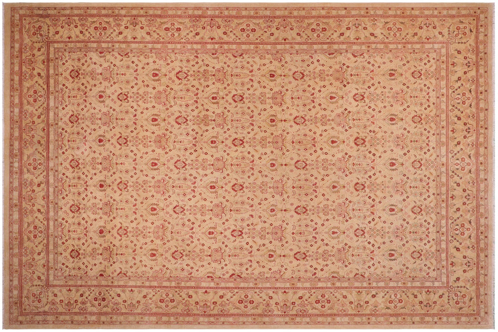 handmade Transitional Lahore Gold Gold Hand Knotted RECTANGLE 100% WOOL area rug 10' x 14'
