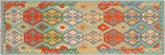 handmade Geometric Kilim Blue Rust Hand-Woven RUNNER 100% WOOL area rug 3 x 9