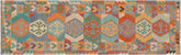handmade Geometric Kilim Blue Rust Hand-Woven RUNNER 100% WOOL area rug 3' x 10'