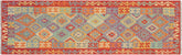 handmade Geometric Kilim Blue Rust Hand-Woven RUNNER 100% WOOL area rug 3 x 10