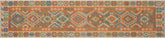 handmade Geometric Kilim Blue Beige Hand-Woven RUNNER 100% WOOL area rug 3' x 13'