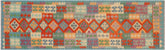 handmade Geometric Kilim Rust Blue Hand-Woven RUNNER 100% WOOL area rug 3' x 10'