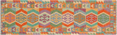 handmade Geometric Kilim Blue Rust Hand-Woven RUNNER 100% WOOL area rug 3' x 10'
