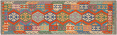 handmade Geometric Kilim Blue Gray Hand-Woven RUNNER 100% WOOL area rug 3' x 10'