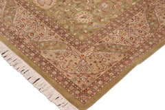 handmade Traditional Kashan Green Tan Hand Knotted RECTANGLE 100% WOOL area rug 10x14