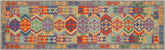 handmade Geometric Kilim Blue Gray Hand-Woven RUNNER 100% WOOL area rug 3' x 10'