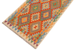 Flat Weave Kilim Antique Navaho Vintage handmade Geometric Kilim Rust Beige Hand-Woven Runner 100% Wool Area Rug 3x10