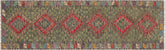 handmade Geometric Kilim Red Charcoal Hand-Woven RUNNER 100% WOOL area rug 3' x 10'