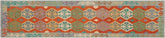 handmade Geometric Kilim Rust Blue Hand-Woven RUNNER 100% WOOL area rug 3 x 13
