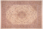 handmade Traditional Kashan Ivory Lt. Brown Hand Knotted RECTANGLE 100% WOOL area rug 10x14