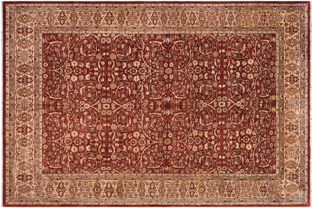 handmade Transitional Lahore Copper Tan Hand Knotted RECTANGLE 100% WOOL area rug 10' x 14'