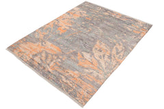 handmade Modern Kafkaz Gray Beige Hand Knotted RECTANGLE BAMBOO SILK area rug 5 x 8