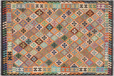 handmade Geometric Kilim Rust Brown Hand-Woven RECTANGLE 100% WOOL area rug 7 x 10