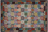 handmade Geometric Kilim Blue Brown Hand-Woven RECTANGLE 100% WOOL area rug 7 x 10