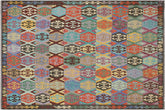 handmade Geometric Kilim Gold Green Hand-Woven RECTANGLE 100% WOOL area rug 9 x 10