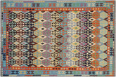 handmade Geometric Kilim Rust Blue Hand-Woven RECTANGLE 100% WOOL area rug 8 x 11