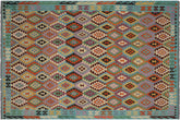 handmade Geometric Kilim Gray Blue Hand-Woven RECTANGLE 100% WOOL area rug 9 x 11