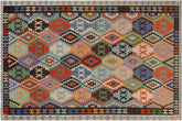 handmade Geometric Kilim Rust Black Hand-Woven RECTANGLE 100% WOOL area rug 9 x 11