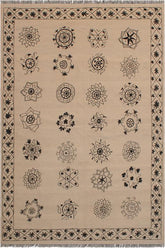 Flat Weave Kilim Antique Navaho Vintage handmade Modern Kilim Beige Black Hand-Woven Rectangle 100% Wool Area Rug 6x8