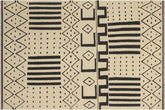 handmade Modern Kilim Beige Black Hand-Woven RECTANGLE 100% WOOL area rug 5' x 7'