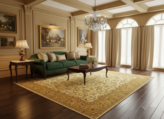 Turkish Knotted Istanbul Sherrie Ivory/Gold Wool Rug - 9'10'' x 14'7''