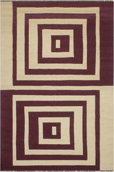 Flat Weave Kilim Antique Navaho Vintage handmade Modern Kilim Beige Purple Hand-Woven Rectangle 100% Wool Area Rug 6x10