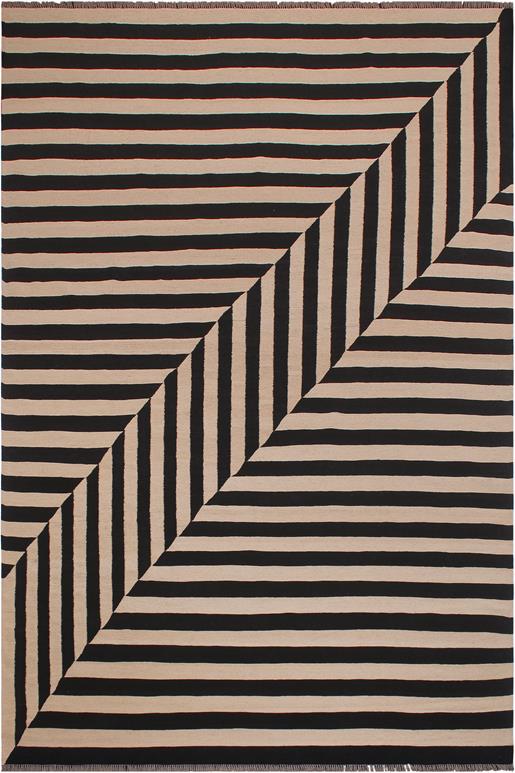 Flat Weave Kilim Antique Navaho Vintage handmade Modern Kilim Beige Black Hand-Woven Rectangle 100% Wool Area Rug 8x10