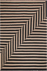 Flat Weave Kilim Antique Navaho Vintage handmade Modern Kilim Beige Black Hand-Woven Rectangle 100% Wool Area Rug 8x10