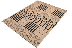 Flat Weave Kilim Antique Navaho Vintage handmade Modern Kilim Beige Black Hand-Woven Rectangle 100% Wool Area Rug 8x10