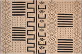 handmade Modern Kilim Beige Black Hand-Woven RECTANGLE 100% WOOL area rug 8' x 10'