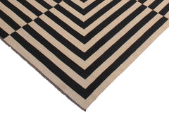 Flat Weave Kilim Antique Navaho Vintage handmade Modern Kilim Beige Black Hand-Woven Rectangle 100% Wool Area Rug 8x10