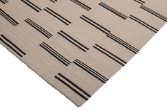 Flat Weave Kilim Antique Navaho Vintage handmade Modern Kilim Beige Black Hand-Woven Rectangle 100% Wool Area Rug 8x10