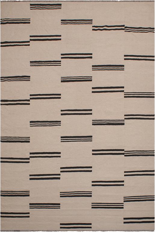 Flat Weave Kilim Antique Navaho Vintage handmade Modern Kilim Beige Black Hand-Woven Rectangle 100% Wool Area Rug 8x10