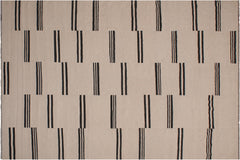 handmade Modern Kilim Beige Black Hand-Woven RECTANGLE 100% WOOL area rug 8' x 10'