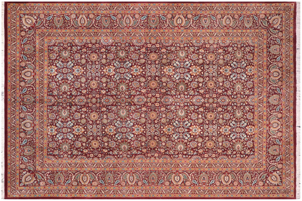 handmade Transitional New Asif Aubergine Beige Hand Knotted RECTANGLE 100% WOOL area rug 10x14