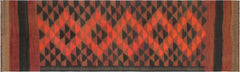 handmade Geometric Kilim Red Orange Hand-Woven RUNNER 100% WOOL area rug 4' x 10'