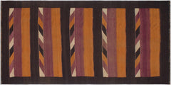 handmade Geometric Kilim Orange Brown Hand-Woven RUNNER 100% WOOL area rug 5' x 10'