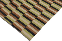 Flat Weave Kilim Antique Navaho Vintage handmade Modern Kilim Beige Brown Hand-Woven Rectangle 100% Wool Area Rug 8x11