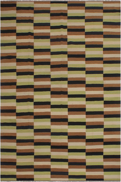Flat Weave Kilim Antique Navaho Vintage handmade Modern Kilim Beige Brown Hand-Woven Rectangle 100% Wool Area Rug 8x11