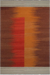 Flat Weave Kilim Antique Navaho Vintage handmade Modern Kilim Brown Red Hand-Woven Rectangle 100% Wool Area Rug 8x10