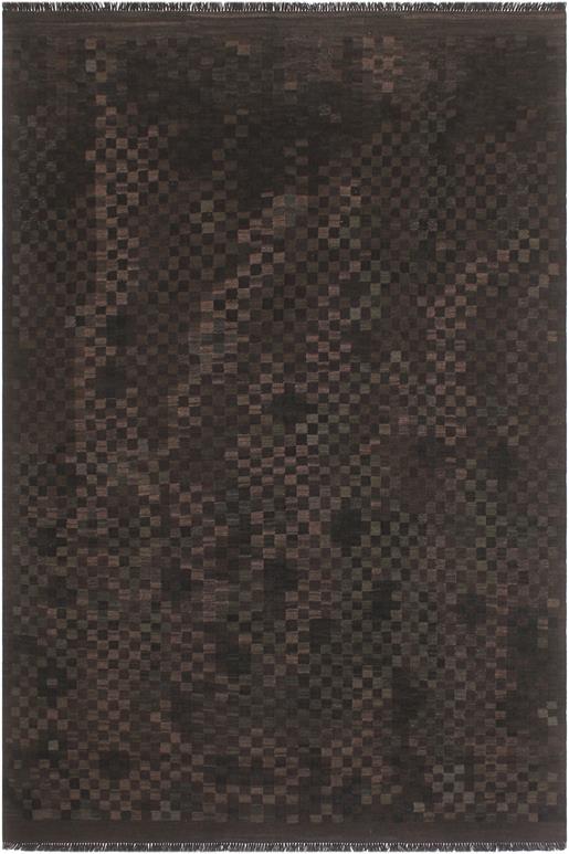 Flat Weave Kilim Antique Navaho Vintage handmade Geometric Kilim Black Brown Hand-Woven Rectangle 100% Wool Area Rug 6x8