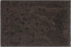 handmade Modern Kilim Black Brown Hand-Woven RECTANGLE 100% WOOL area rug 6' x 8'