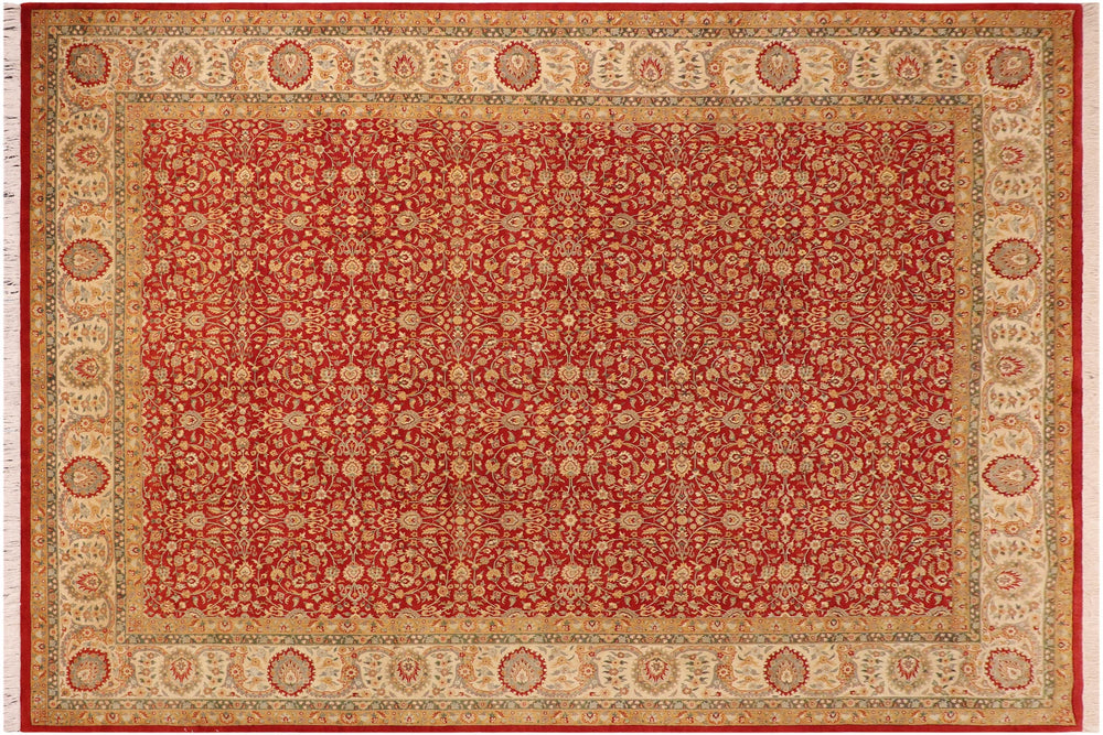 handmade Transitional Red Beige Hand Knotted RECTANGLE 100% WOOL area rug 10x14