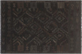 handmade Modern Kilim Black Blue Hand-Woven RECTANGLE 100% WOOL area rug 5' x 8'