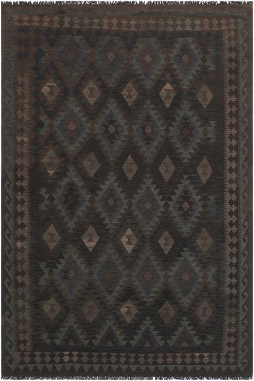 Flat Weave Kilim Antique Navaho Vintage handmade Geometric Kilim Blue Brown Hand-Woven Rectangle 100% Wool Area Rug 6x10