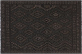 handmade Modern Kilim Black Green Hand-Woven RECTANGLE 100% WOOL area rug 6' x 7'
