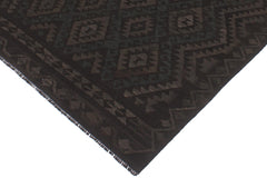 handmade Modern Kilim Black Green Hand-Woven RECTANGLE 100% WOOL area rug 6' x 7'
