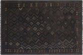 handmade Modern Kilim Black Blue Hand-Woven RECTANGLE 100% WOOL area rug 6' x 10'