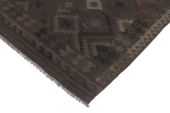 Flat Weave Kilim Antique Navaho Vintage handmade Geometric Kilim Brown Blue Hand-Woven Rectangle 100% Wool Area Rug 6x10