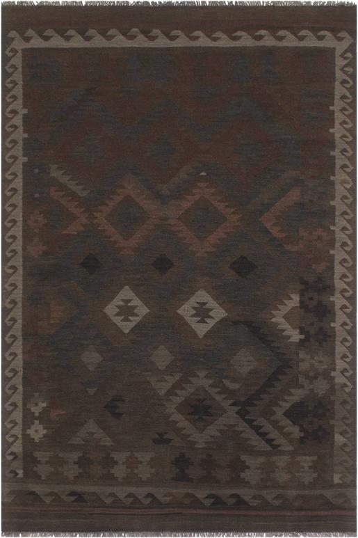 Flat Weave Kilim Antique Navaho Vintage handmade Geometric Kilim Brown Blue Hand-Woven Rectangle 100% Wool Area Rug 6x10